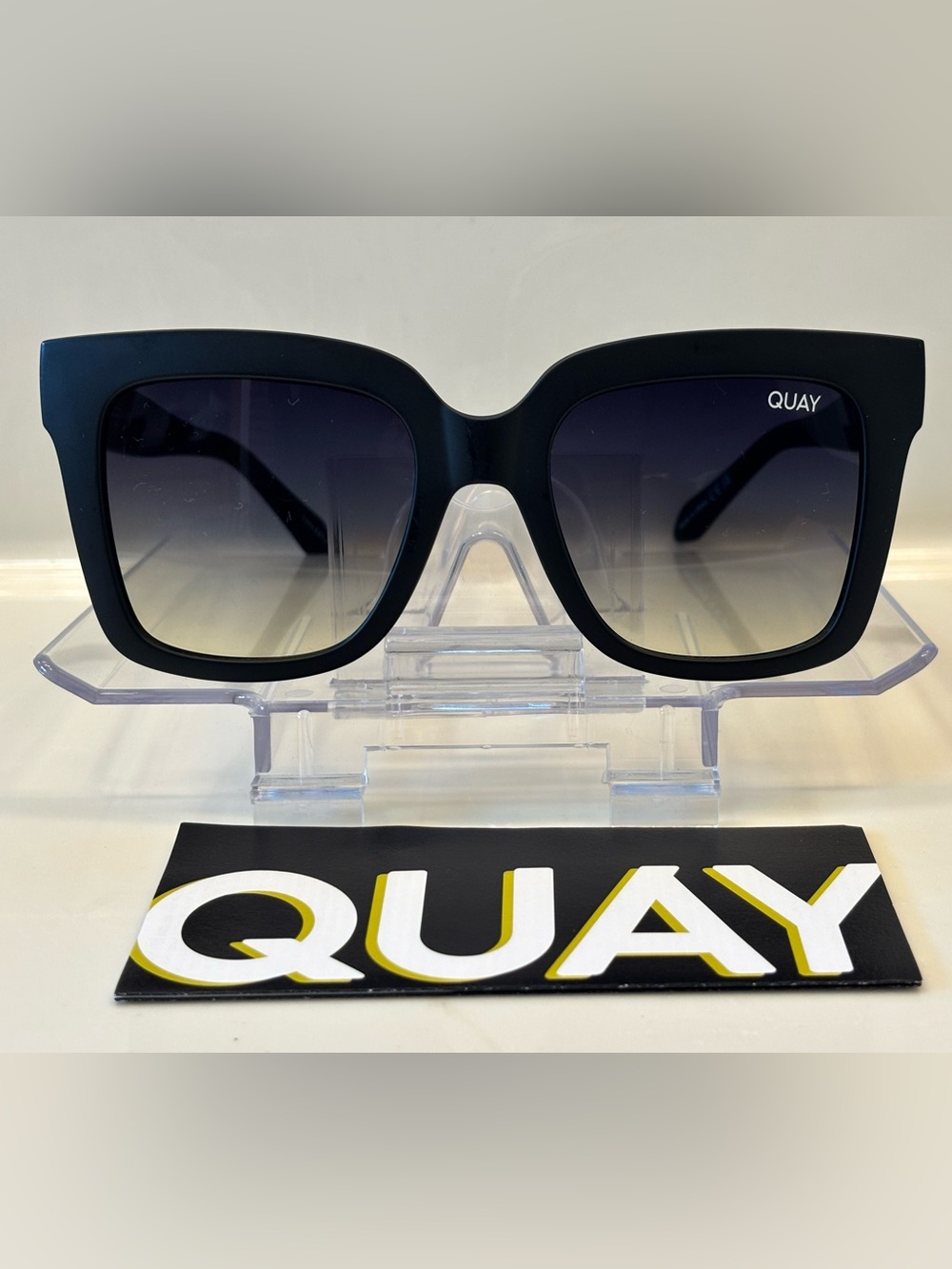 Quay Australia Black Square Sunglasses with Gradient Lenses